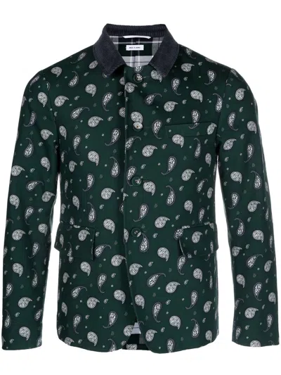 Thom Browne Button-up Paisley Blazer In Green