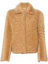 Thom Browne Button-up Shearling Jacket In Brown