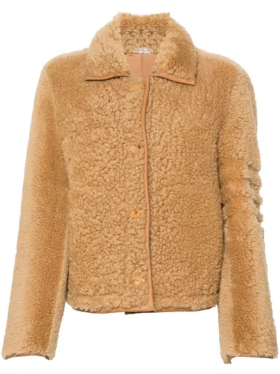 THOM BROWNE BUTTON-UP SHEARLING JACKET