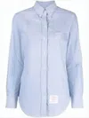 Thom Browne Button-up Shirt With Light Blue Tone And Classic Collar In Blue