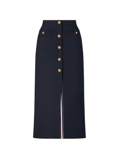 Thom Browne Button-detail Midi Skirt In Black