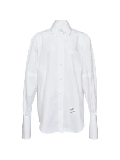 Thom Browne Button-down Armbands Shirt Dress In White
