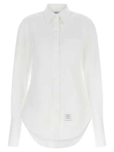 Thom Browne Button-down Cotton Shirt With Mother-of-pearl Closure In White