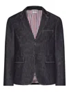 Thom Browne Buttoned Denim Jacket In Gray