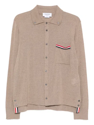Thom Browne Buttoned Pocket Wool Cardigan In Brown