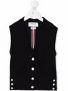 Thom Browne Buttoned-up Merino Vest In Blue