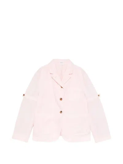 Thom Browne Button-up Notched-lapels Jacket In Pink