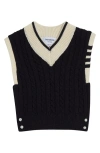 Thom Browne Cropped V Neck Pullover Vest In Navy