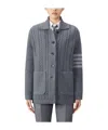 Thom Browne Cable-knit Bomber Jacket In Gray
