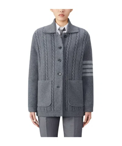 THOM BROWNE CABLE-KNIT BOMBER JACKET