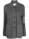 Thom Browne Cable-knit Bomber Jacket In Grey