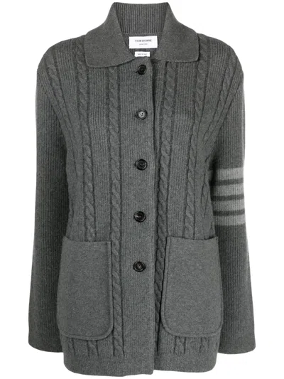 THOM BROWNE CABLE-KNIT BOMBER JACKET