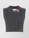Thom Browne Cable Knit Virgin Wool Sweater Vest