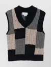 Thom Browne Multicolor Patchwork Baby Cable Intarsia V Neck Vest