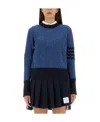 Thom Browne Cable-knit Pointelle Stitch Jumper In Black