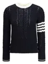 Thom Browne Cable-knit Pointelle-stitch Jumpers In Black