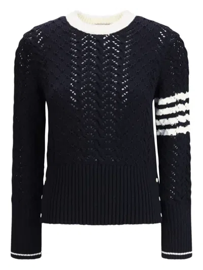 THOM BROWNE CABLE-KNIT POINTELLE-STITCH JUMPERS