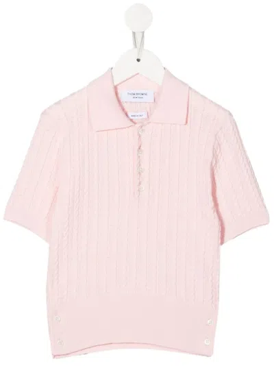 Thom Browne Poloshirt Mit Zopfmuster In Rosa