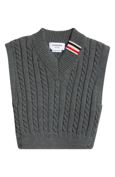 THOM BROWNE THOM BROWNE CABLE KNIT VIRGIN WOOL SWEATER VEST