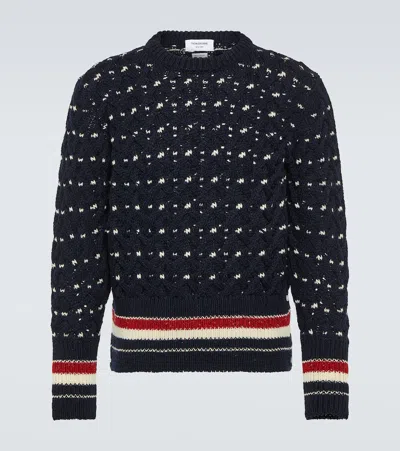 Thom Browne Cable-knit Wool-blend Sweater In Blue