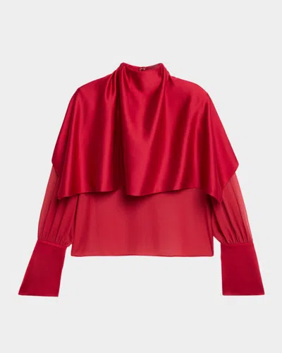 Thom Browne Cable Pointelle Knit V-neck Cardigan In Red