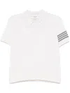 Thom Browne Cable Stitch 4 Bar Stripe Polo Shirt In White