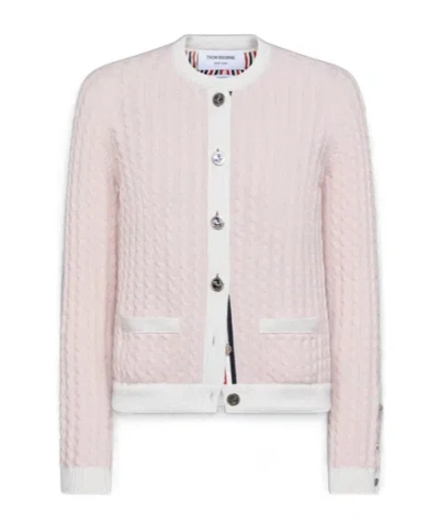 Thom Browne Baby Cable Cashmere Cardigan In Pink