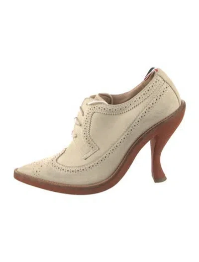 Pre-owned Thom Browne Calf Leather Lace-up Boots In Neutral