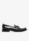 Thom Browne Varsity Patent-leather Penny Loafers In Black