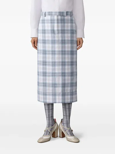 Thom Browne Calf Length Beltloop Sack Skirt In Blue