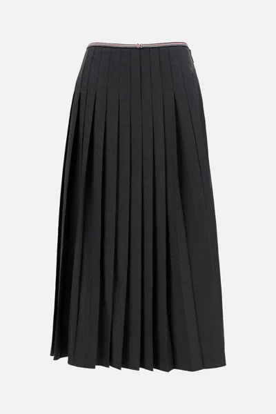 Thom Browne Calf Length Narrow Pleated Skirt In Black
