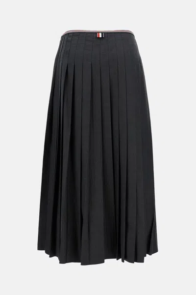 Thom Browne Calf Length Narrow Pleated Skirt In Gold