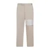 Thom Browne Camel Beige Cotton Unconstructed Straight Leg Trousers