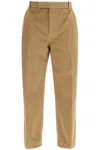 Thom Browne Camel Cotton Chino Pants With Tricolor Ribbon In Beige