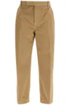 Thom Browne Camel Cotton Chino Pants With Tricolor Ribbon In Beige