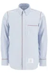 Thom Browne Camicia Button Down Con Finiture In Gros Grain In Light Blue