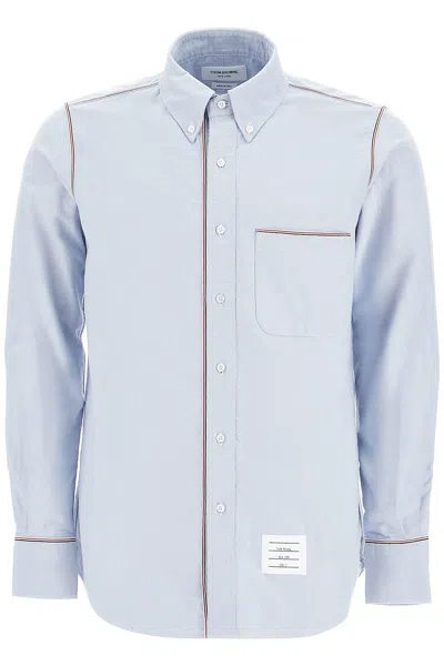 Thom Browne Camicia Button Down Con Finiture In Gros Grain In Light Blue