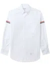 Thom Browne Cotton Shirt With Grosgrain Stripes And Timeless Silhouette In White