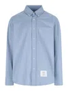 Thom Browne Collared Shirt With Cuffs And Pocket In Blue