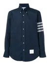 Thom Browne Flannel 4-bar Shirt In Azul
