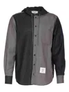 Thom Browne Hooded Shirt Drawstring Detail In Gray