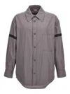 Thom Browne 'contrast Stripe Detail Snap Front Overshirt' In Grey
