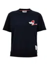 Thom Browne Cotton T-shirt With Contrast Trim In Blue