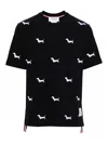 Thom Browne Dachshunds Embroidered Cotton T-shirt In Black