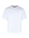 Thom Browne White Cotton T-shirt With Tricolor Stripe Detail In White