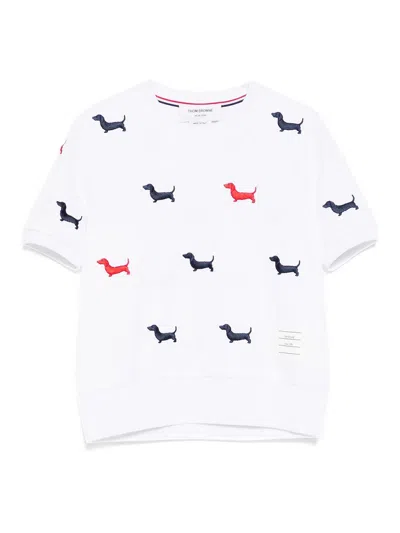 THOM BROWNE EMBROIDERED-HECTOR DOG LOGO T-SHIRT