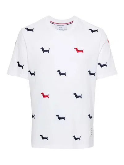 Thom Browne Dog-embroidery T-shirt In White