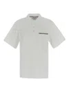 Thom Browne Cotton Polo Shirt With Ribbed Collar And Side Slits In White
