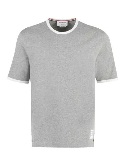 Thom Browne Ss Ringer Tee In Medium Weight Jersey In Gray