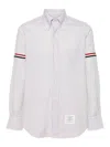 Thom Browne Vertical Stripe Button-down Shirt With Rwb Detail In Multi